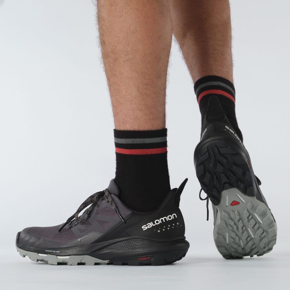 Men's Salomon OUTPULSE GORE-TEX Hiking Shoes Grey/Black | JUIM-05234