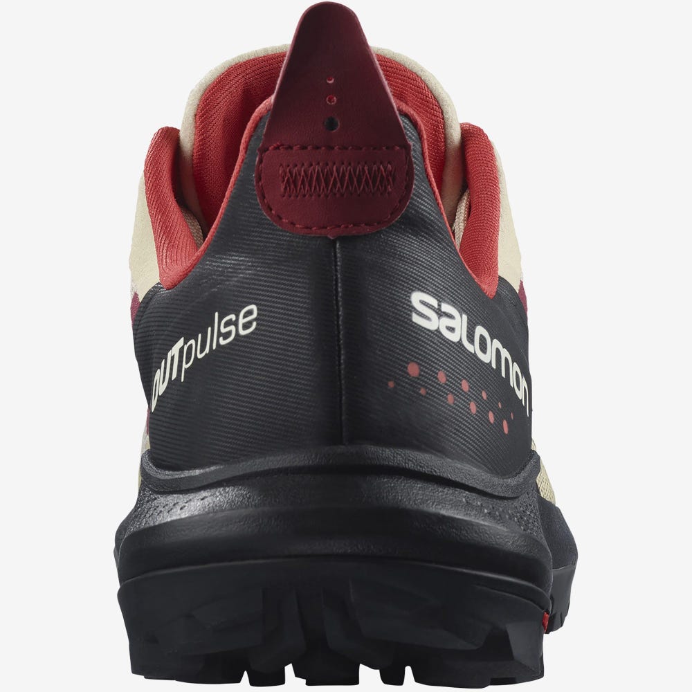 Men's Salomon OUTPULSE GORE-TEX Hiking Shoes Brown/Black/Red | ZGUX-52897