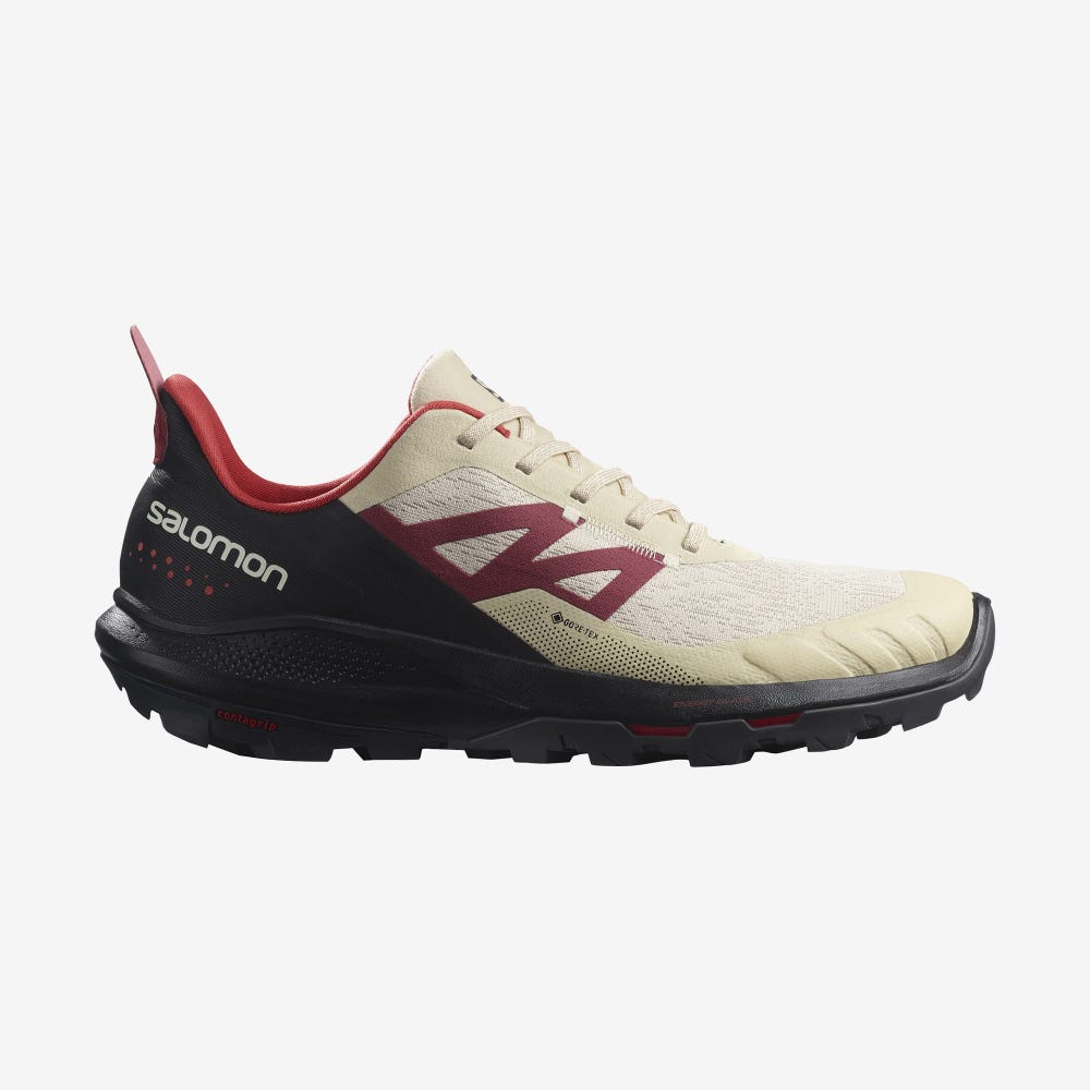 Men\'s Salomon OUTPULSE GORE-TEX Hiking Shoes Brown/Black/Red | ZGUX-52897