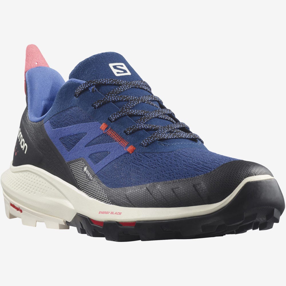 Men's Salomon OUTPULSE GORE-TEX Hiking Shoes Blue/Light Yellow/Red | ZTHO-07836