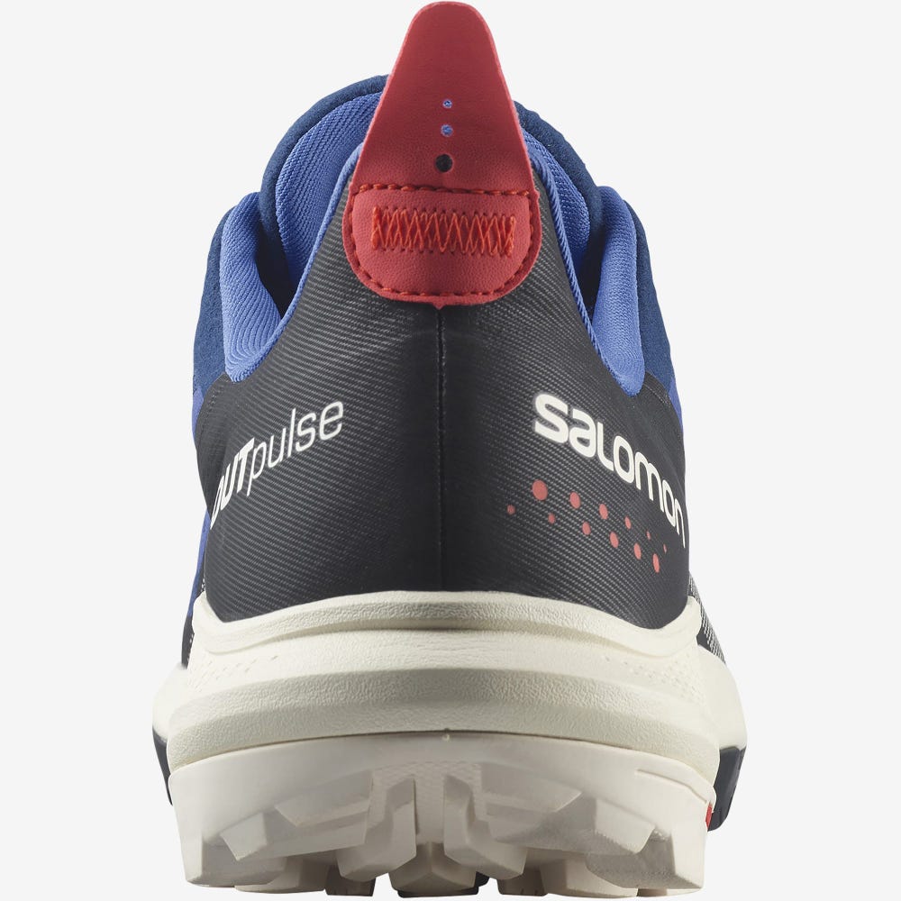 Men's Salomon OUTPULSE GORE-TEX Hiking Shoes Blue/Light Yellow/Red | ZTHO-07836