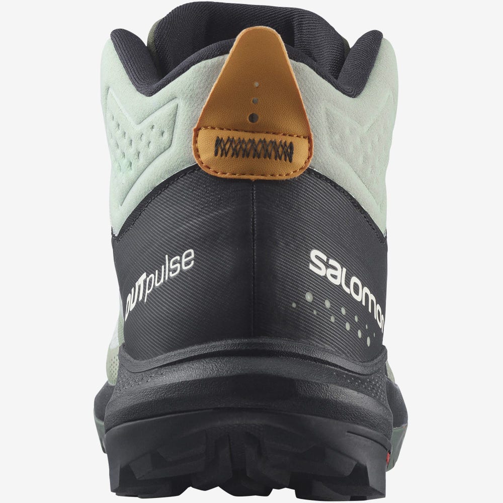 Men's Salomon OUTPULSE MID GORE-TEX Hiking Boots Green/Black/Orange | OEFN-26875