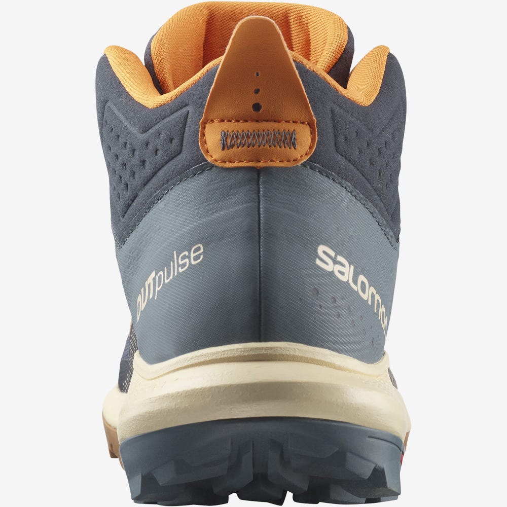 Men's Salomon OUTPULSE MID GORE-TEX Hiking Boots Grey/Brown/Orange | WUCV-83247