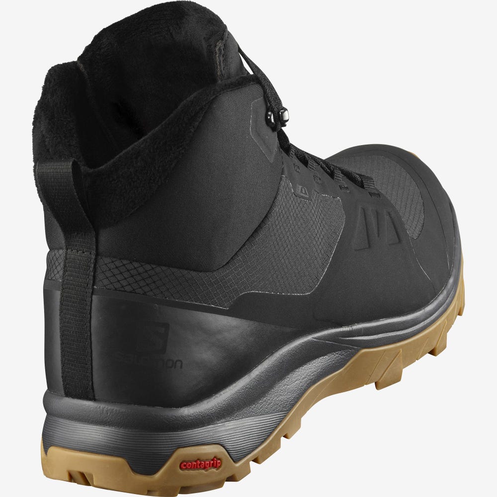 Men's Salomon OUTSNAP CLIMASALOMON™ WATERPROOF Winter Boots Black | DFCR-29841