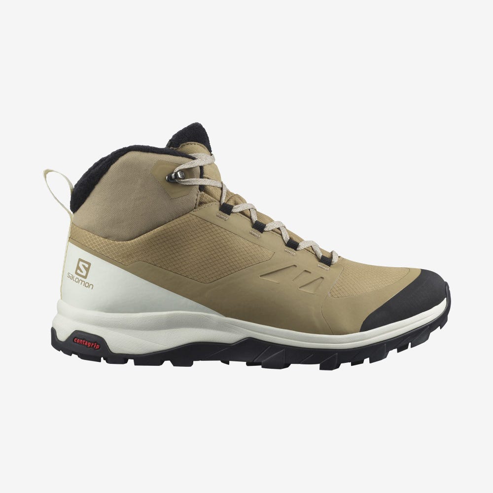 Men\'s Salomon OUTSNAP CLIMASALOMON™ WATERPROOF Winter Boots Brown/Black | OEBT-98013