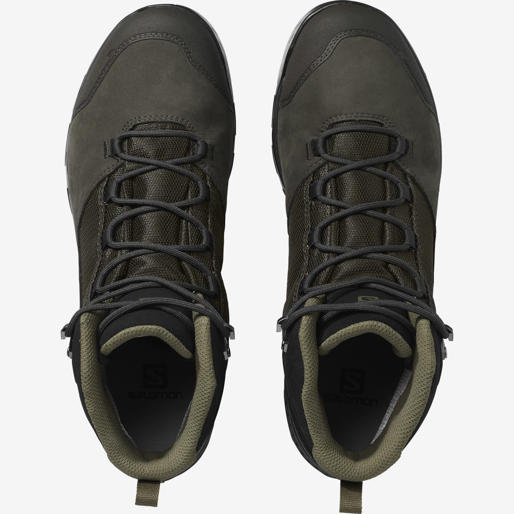 Men's Salomon OUTWARD GORE-TEX Hiking Boots Olive/Black | XBMW-81762