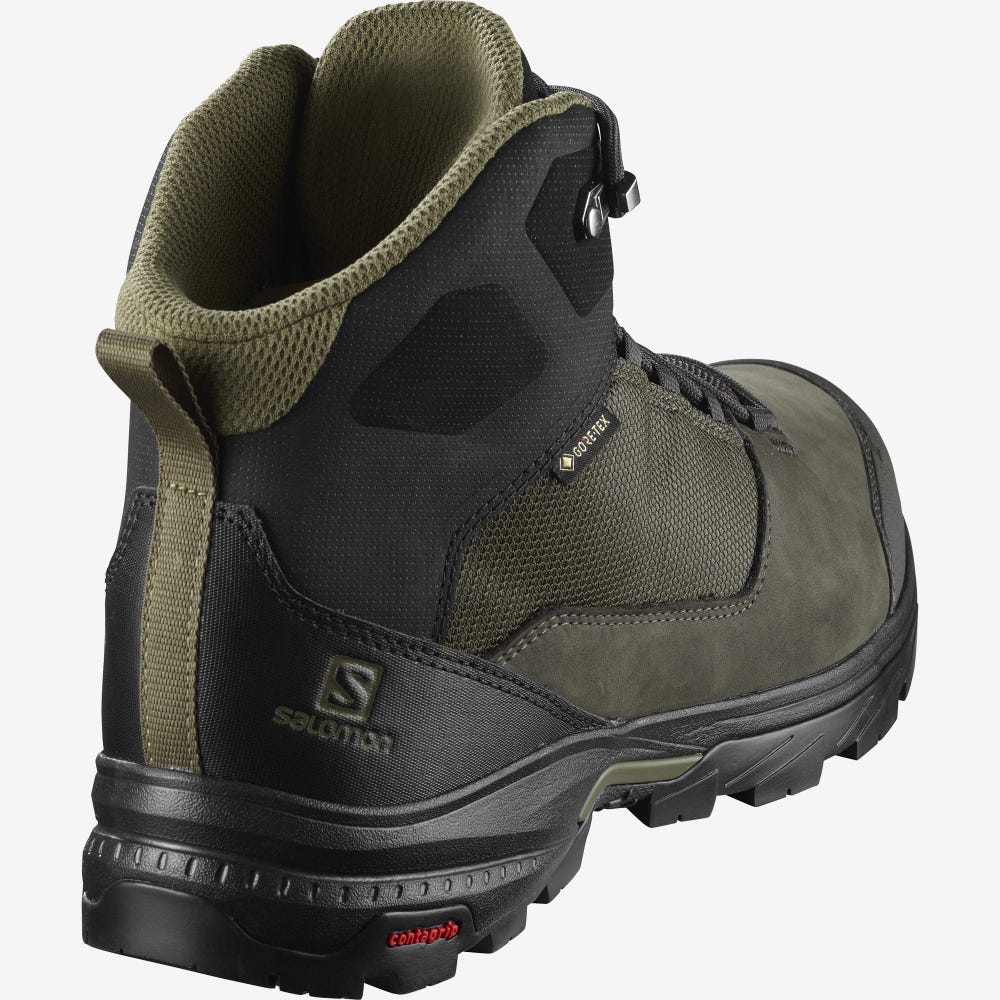 Men's Salomon OUTWARD GORE-TEX Hiking Boots Olive/Black | XBMW-81762