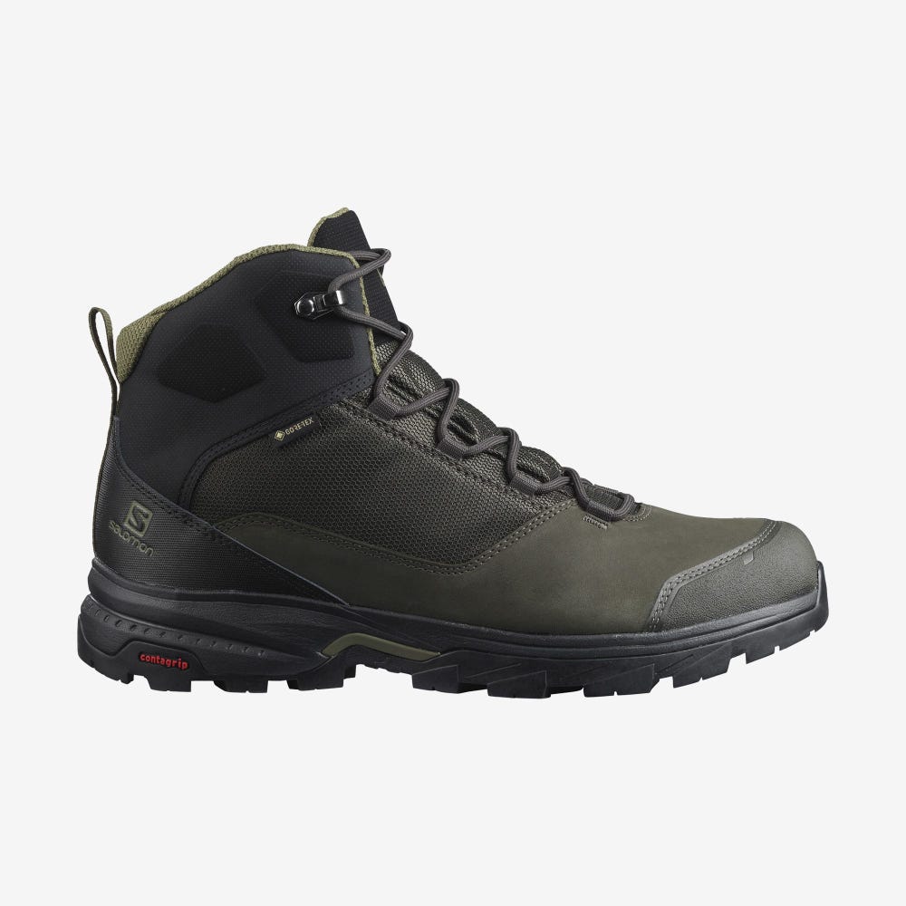 Men\'s Salomon OUTWARD GORE-TEX Hiking Boots Olive/Black | XBMW-81762