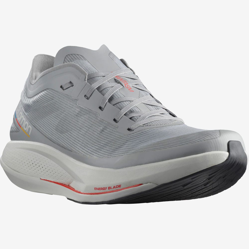 Men's Salomon PHANTASM Running Shoes Grey/Red | AQGF-90856