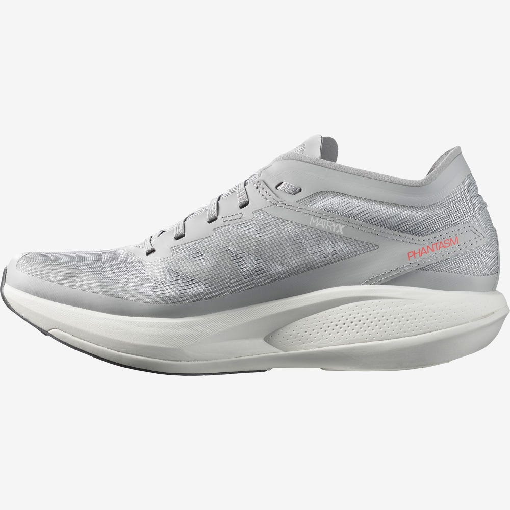 Men's Salomon PHANTASM Running Shoes Grey/Red | AQGF-90856