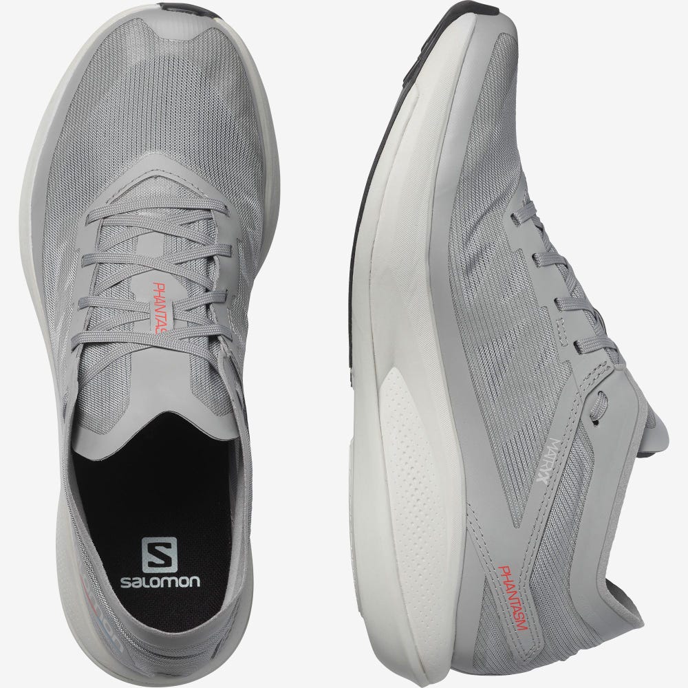 Men's Salomon PHANTASM Running Shoes Grey/Red | AQGF-90856