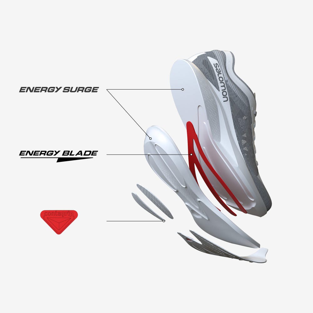 Men's Salomon PHANTASM Running Shoes Grey/Red | AQGF-90856