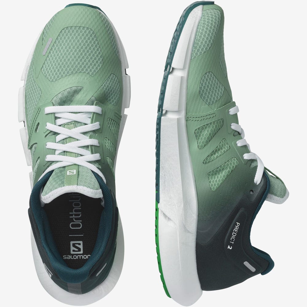 Men's Salomon PREDICT 2 Running Shoes Grey Green/Deep Green/Light Green | CFVW-64591