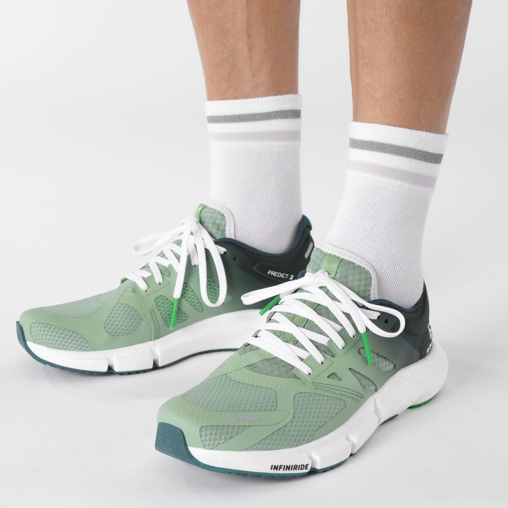 Men's Salomon PREDICT 2 Running Shoes Grey Green/Deep Green/Light Green | CFVW-64591