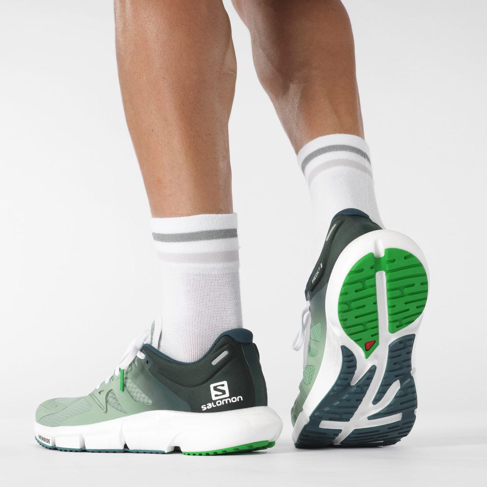 Men's Salomon PREDICT 2 Running Shoes Grey Green/Deep Green/Light Green | CFVW-64591