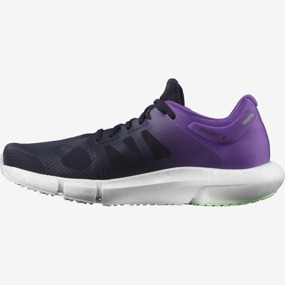 Men's Salomon PREDICT 2 Running Shoes Navy/White/Royal Purple | VNBX-02368