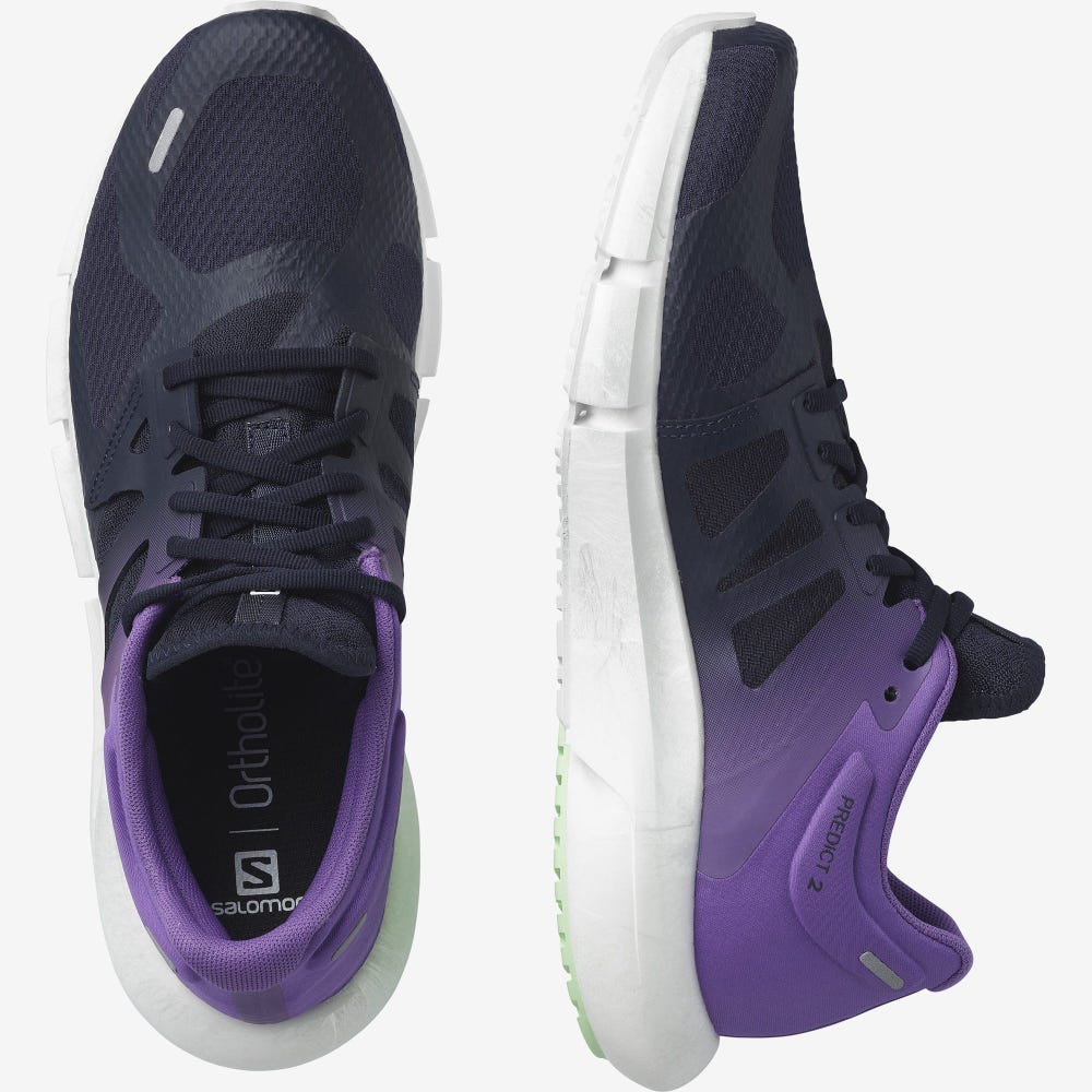 Men's Salomon PREDICT 2 Running Shoes Navy/White/Royal Purple | VNBX-02368
