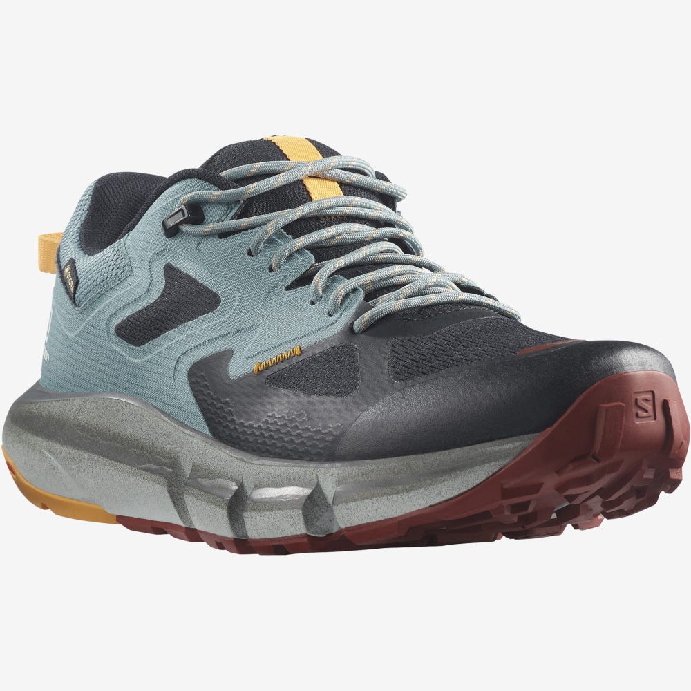 Men's Salomon PREDICT HIKE GORE-TEX Hiking Shoes Black/Orange | YQLN-09738