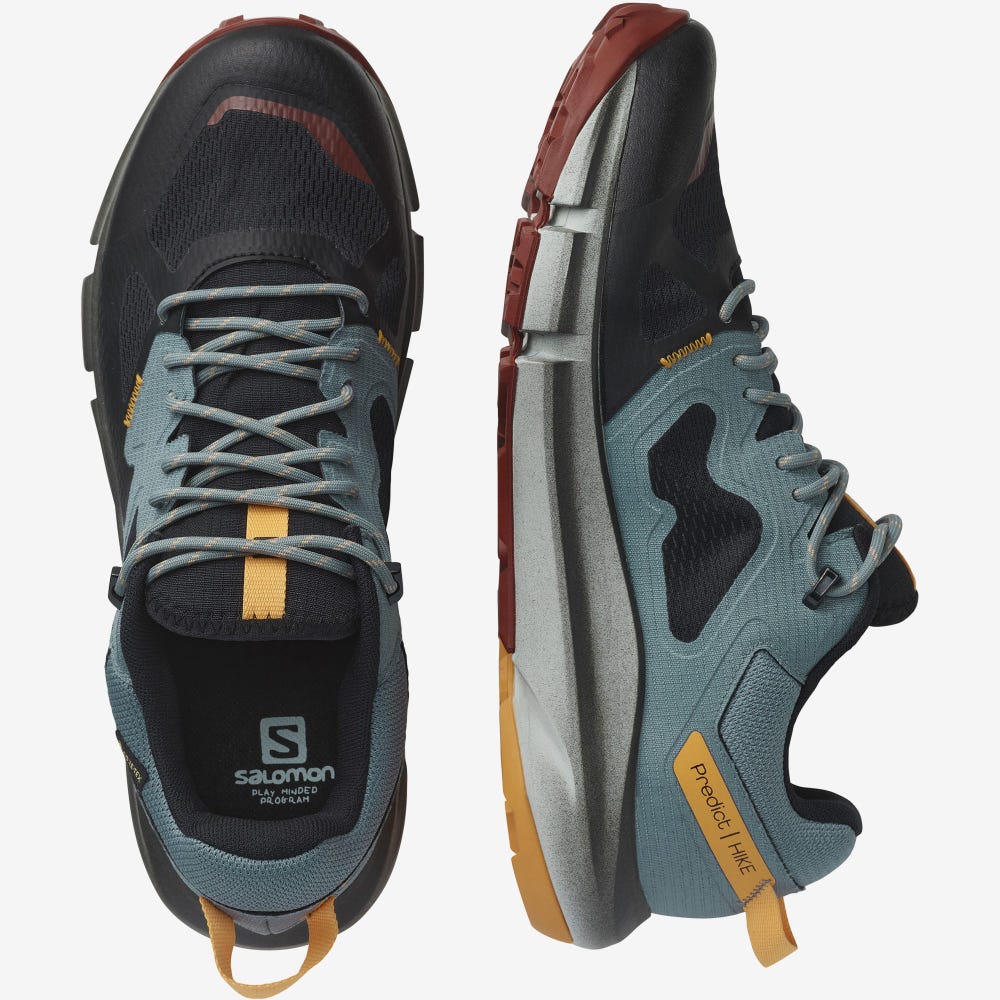 Men's Salomon PREDICT HIKE GORE-TEX Hiking Shoes Black/Orange | YQLN-09738