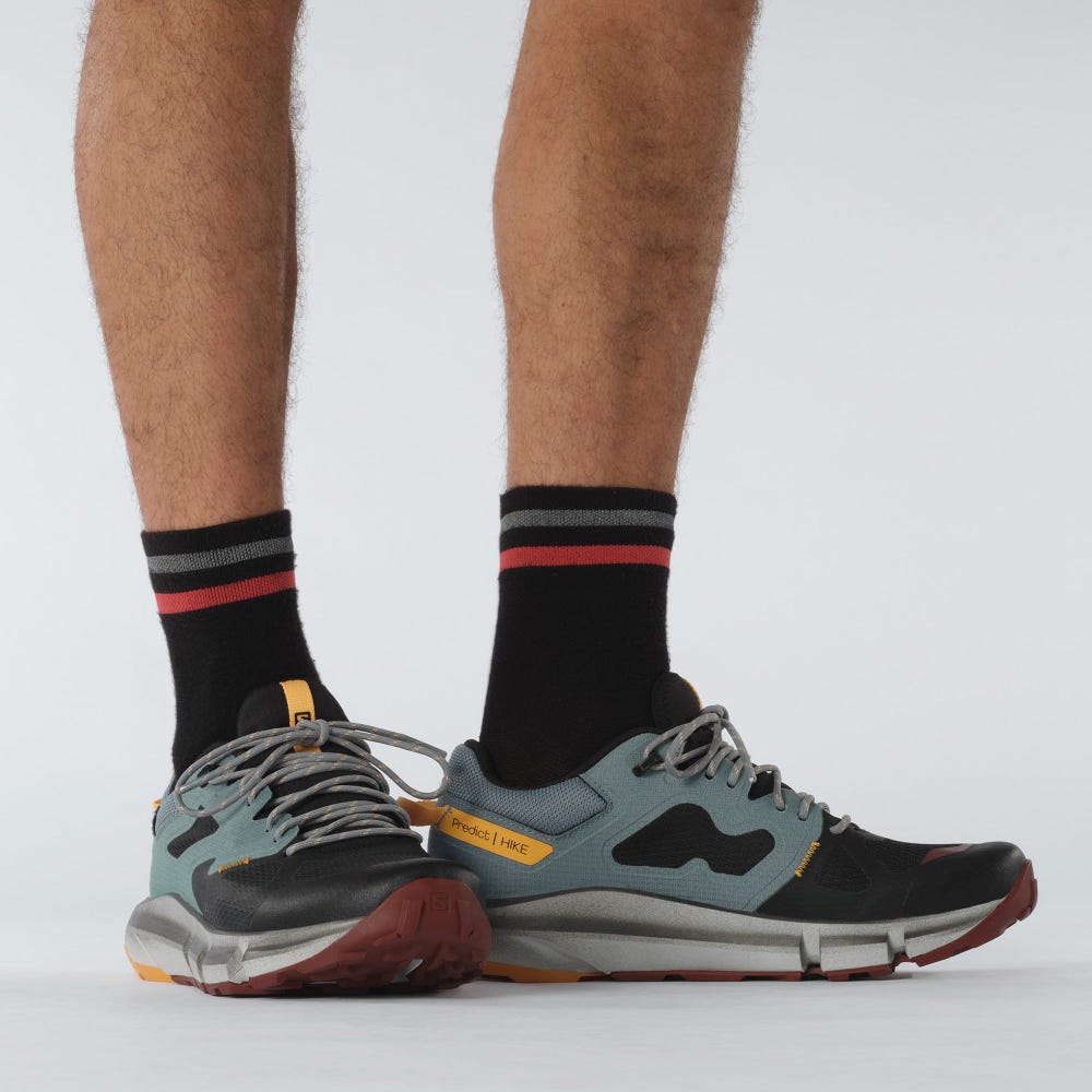 Men's Salomon PREDICT HIKE GORE-TEX Hiking Shoes Black/Orange | YQLN-09738