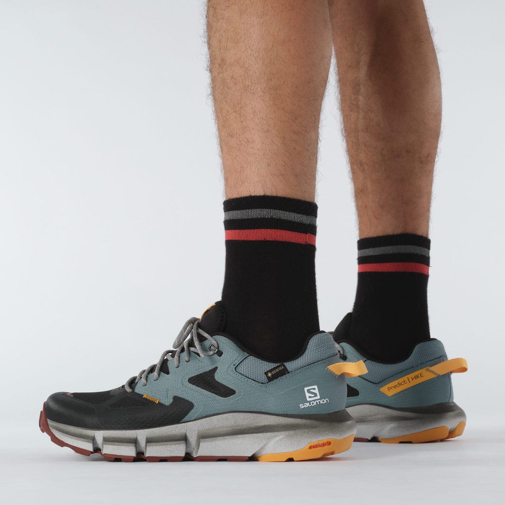Men's Salomon PREDICT HIKE GORE-TEX Hiking Shoes Black/Orange | YQLN-09738