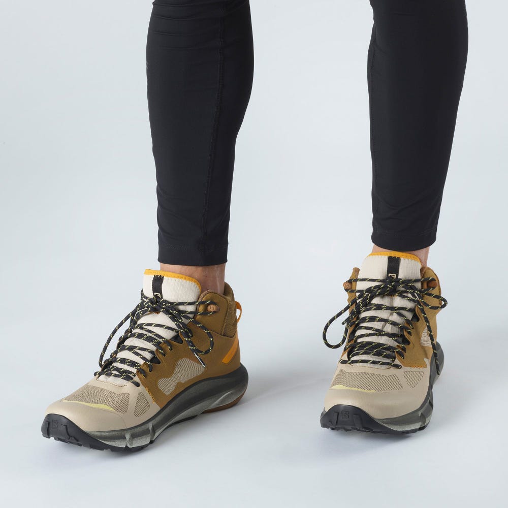 Men's Salomon PREDICT HIKE MID GORE-TEX Hiking Boots Brown/Beige | QFAH-65473