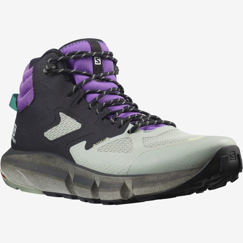 Men's Salomon PREDICT HIKE MID GORE-TEX Hiking Boots Black/Light Turquoise Grey/Royal Purple | SYHD-15672