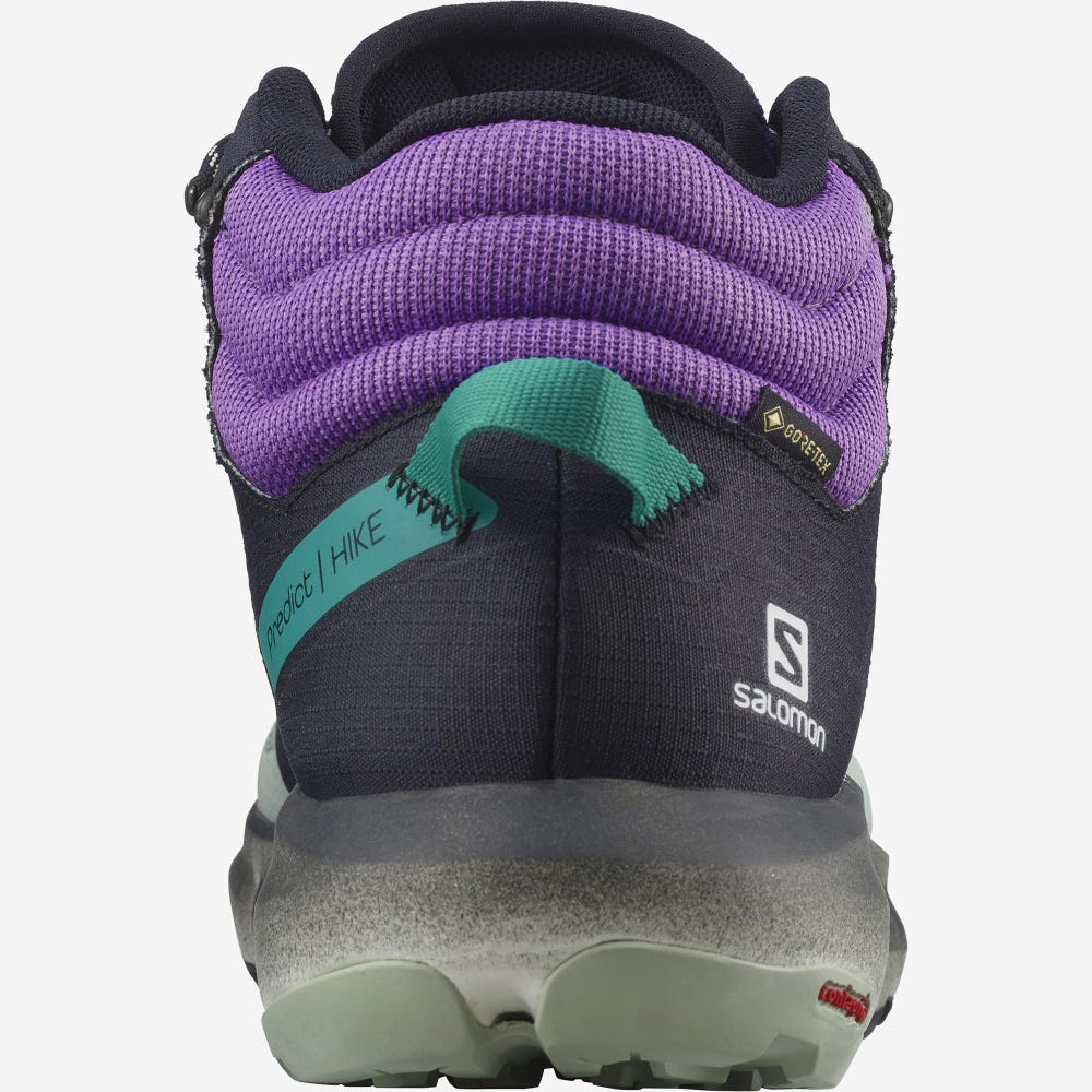 Men's Salomon PREDICT HIKE MID GORE-TEX Hiking Boots Black/Light Turquoise Grey/Royal Purple | SYHD-15672