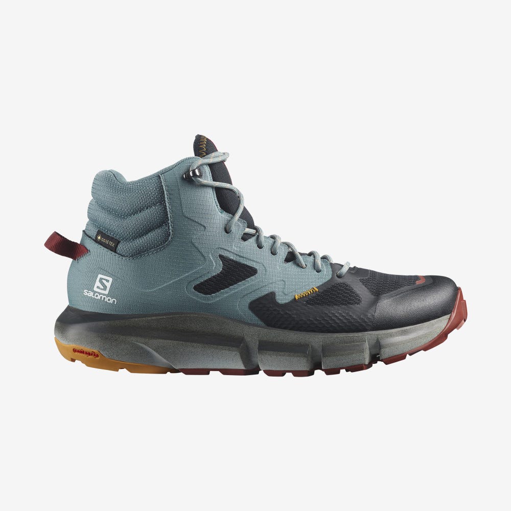 Men\'s Salomon PREDICT HIKE MID GORE-TEX Hiking Boots Black/Orange | XCPJ-67014