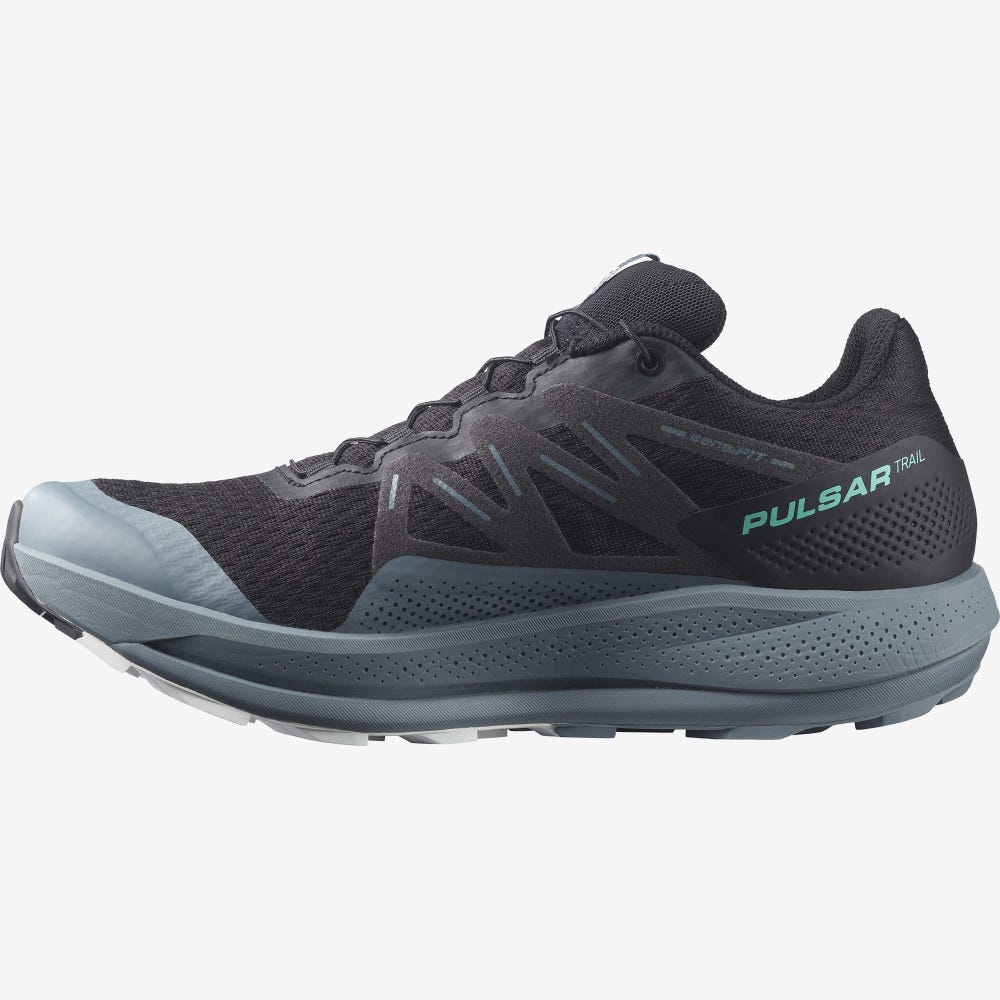 Men's Salomon PULSAR TRAIL GORE-TEX Trail Running Shoes Black/Mint | AJBZ-53748