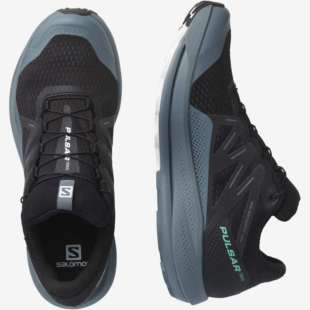 Men's Salomon PULSAR TRAIL GORE-TEX Trail Running Shoes Black/Mint | AJBZ-53748