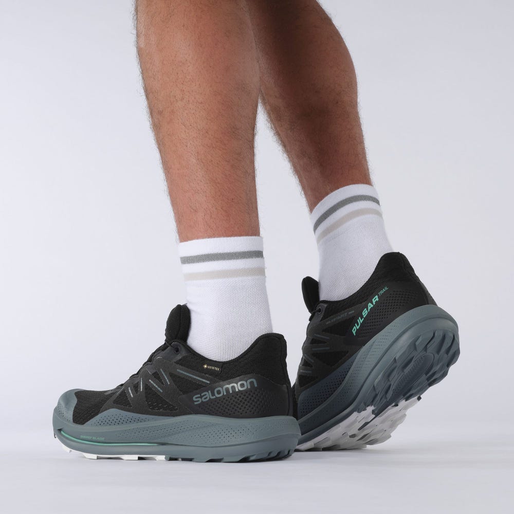 Men's Salomon PULSAR TRAIL GORE-TEX Trail Running Shoes Black/Mint | AJBZ-53748
