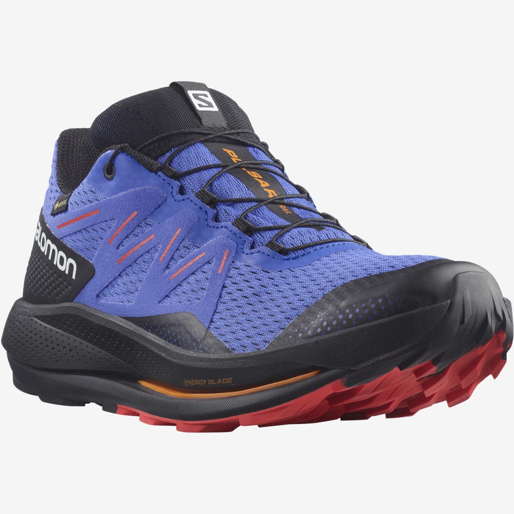 Men's Salomon PULSAR TRAIL GORE-TEX Trail Running Shoes Blue/Black/Red | YHTS-86510