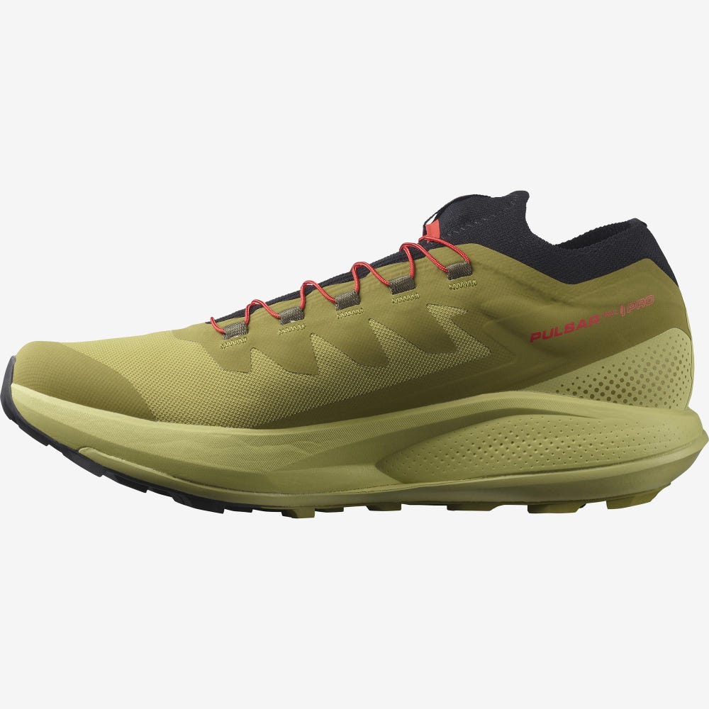 Men's Salomon PULSAR TRAIL PRO Trail Running Shoes Green/Black | MHNZ-27139