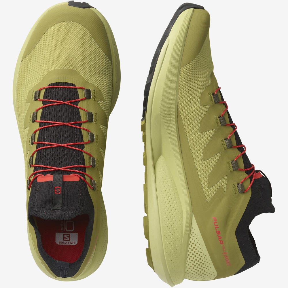 Men's Salomon PULSAR TRAIL PRO Trail Running Shoes Green/Black | MHNZ-27139