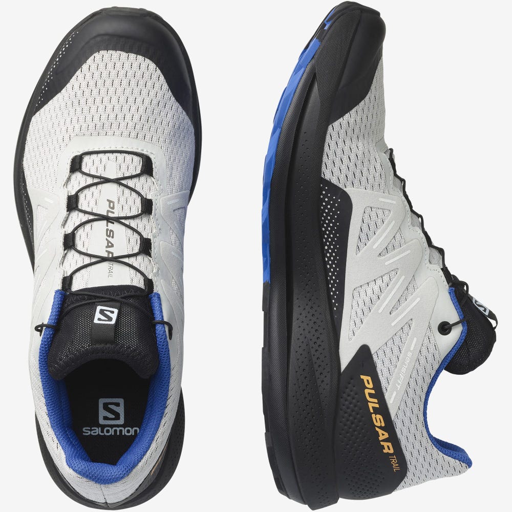 Men's Salomon PULSAR TRAIL Trail Running Shoes Beige/Black/Blue | ATZE-81029