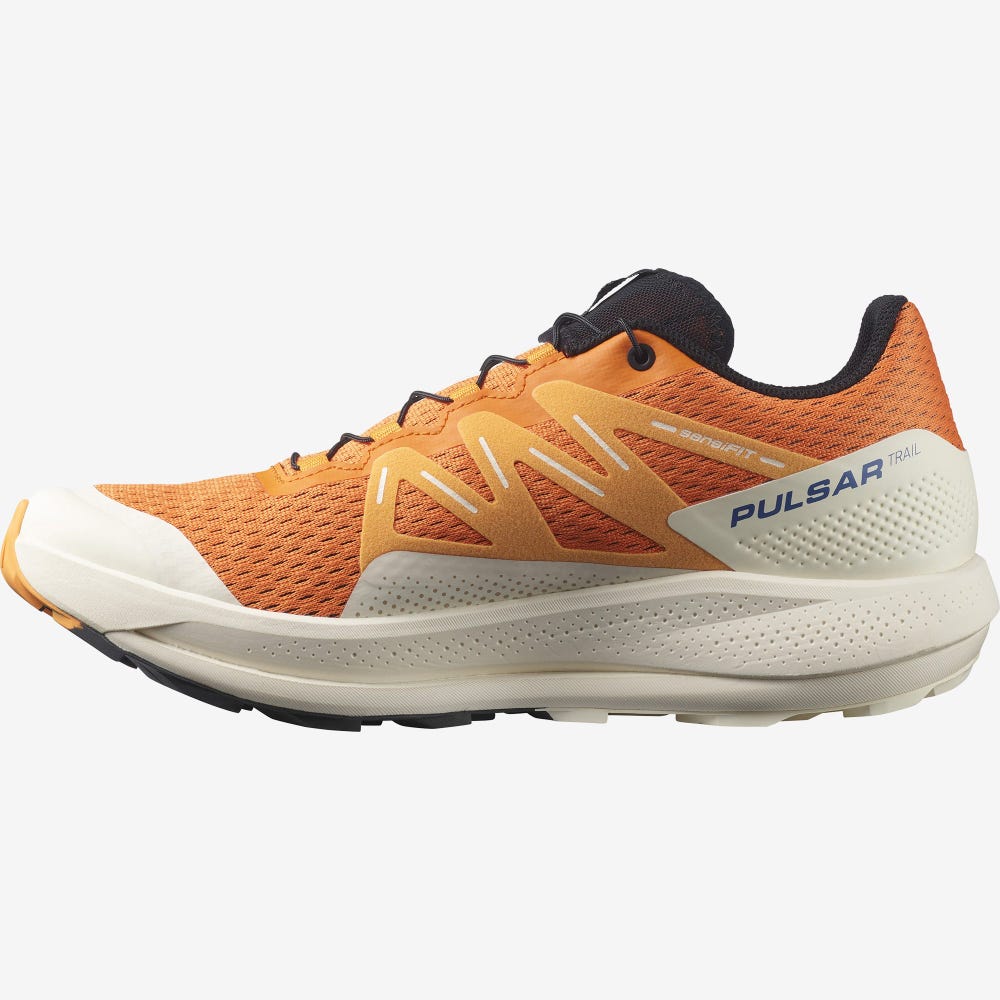 Men's Salomon PULSAR TRAIL Trail Running Shoes Orange/Light Yellow/Black | FSYH-37129