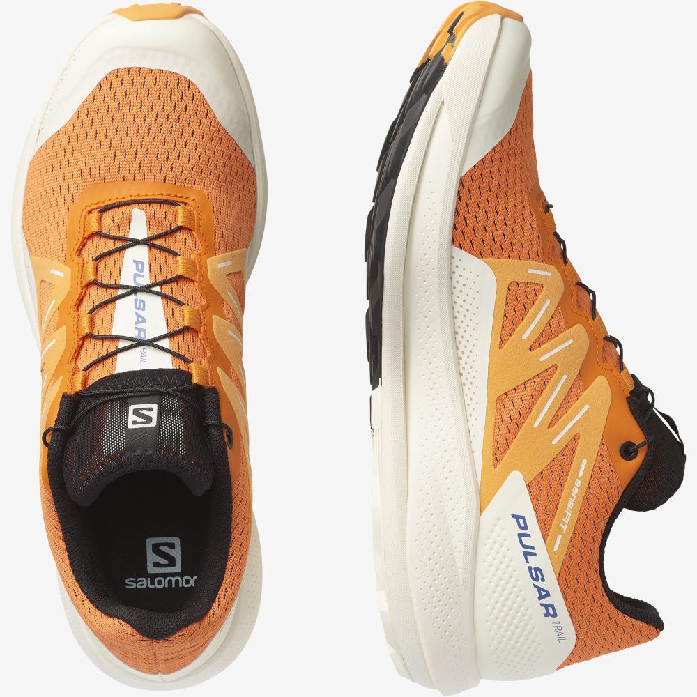 Men's Salomon PULSAR TRAIL Trail Running Shoes Orange/Light Yellow/Black | FSYH-37129