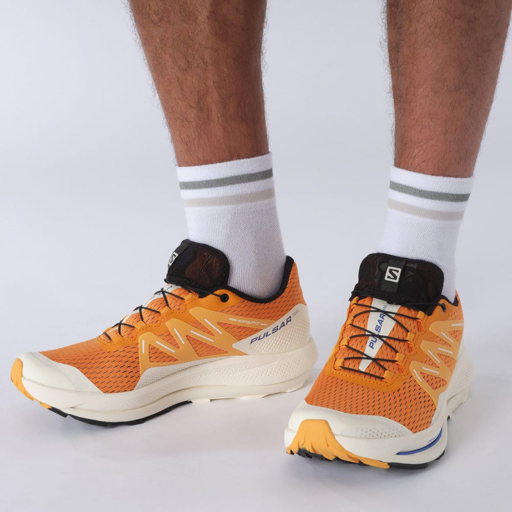 Men's Salomon PULSAR TRAIL Trail Running Shoes Orange/Light Yellow/Black | FSYH-37129
