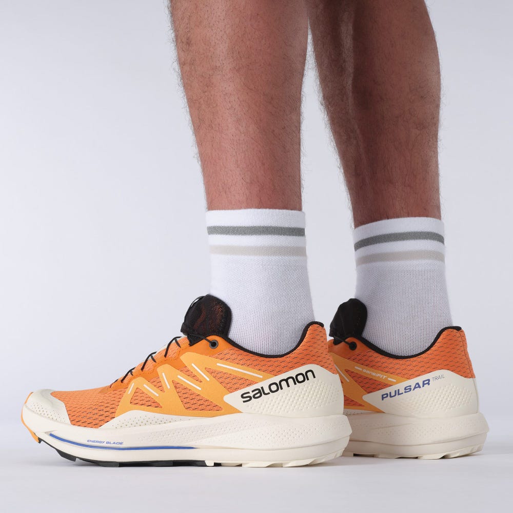 Men's Salomon PULSAR TRAIL Trail Running Shoes Orange/Light Yellow/Black | FSYH-37129