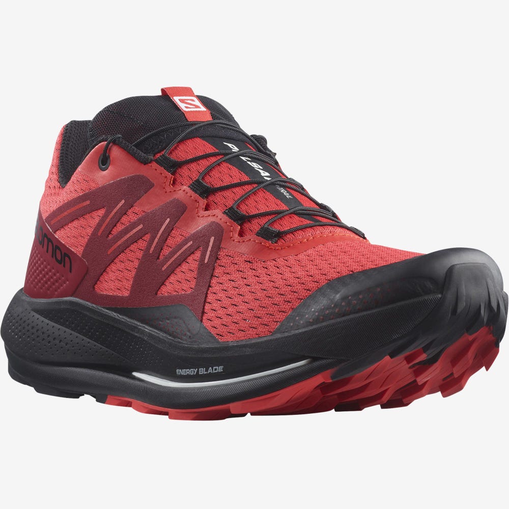 Men's Salomon PULSAR TRAIL Trail Running Shoes Red/Red/Black | IPKF-84630