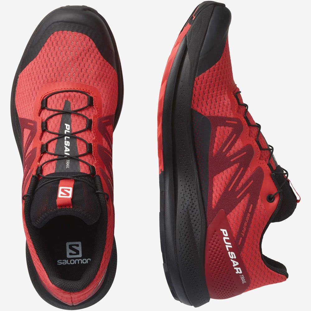 Men's Salomon PULSAR TRAIL Trail Running Shoes Red/Red/Black | IPKF-84630