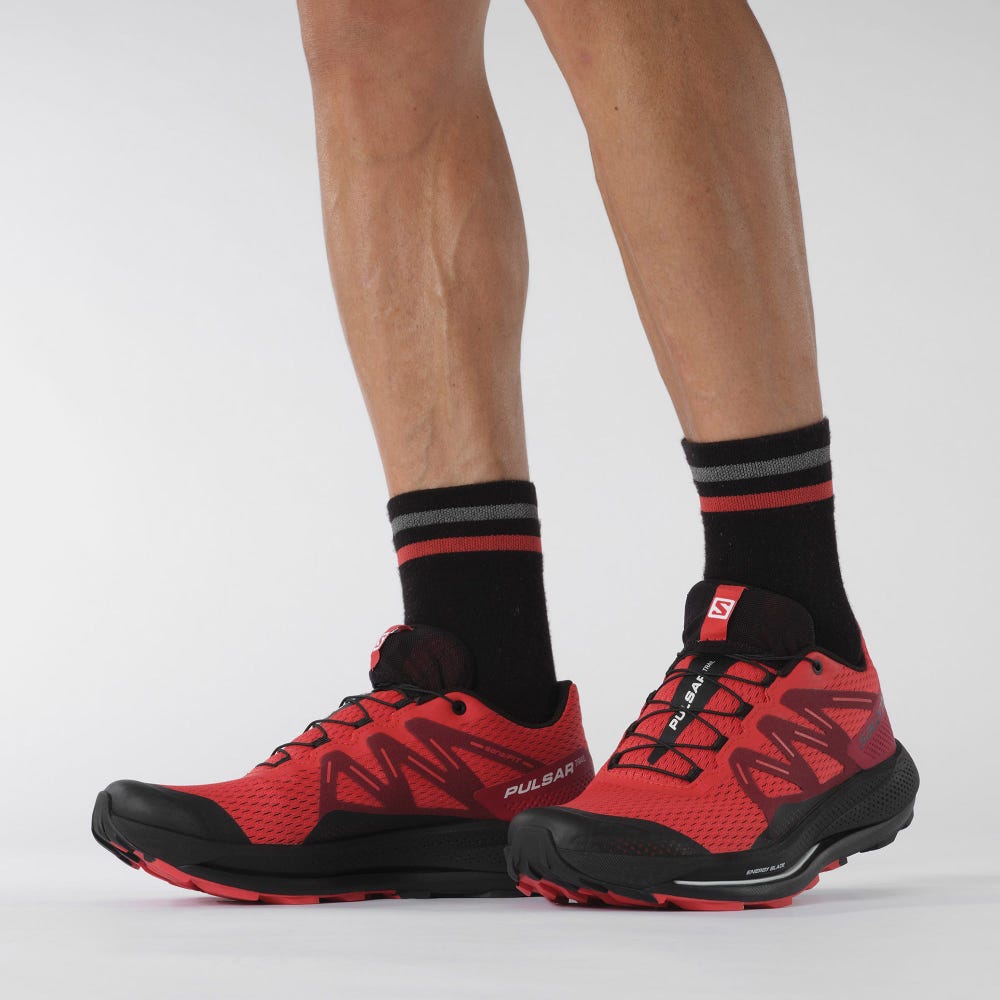 Men's Salomon PULSAR TRAIL Trail Running Shoes Red/Red/Black | IPKF-84630