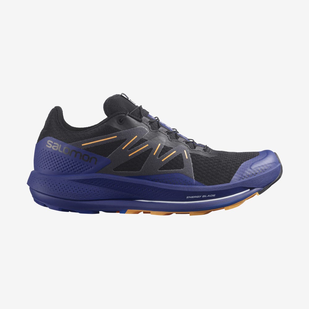 Men\'s Salomon PULSAR TRAIL Trail Running Shoes Black/Blue/Orange | VSJM-24507