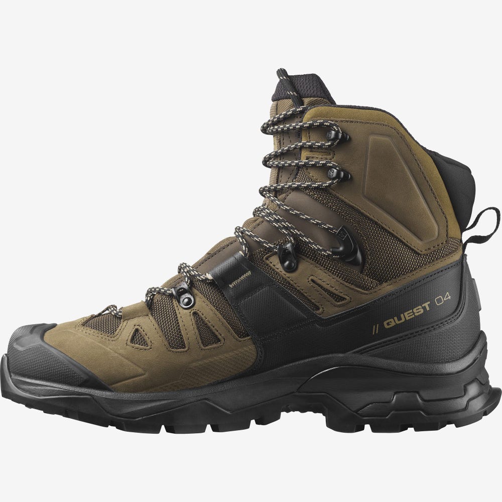 Men's Salomon QUEST 4 GORE-TEX Hiking Boots Black | PLRY-41978