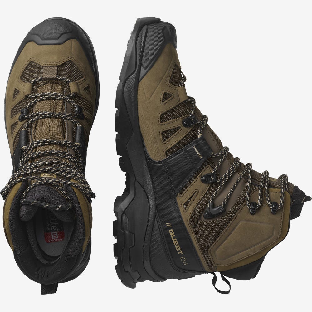 Men's Salomon QUEST 4 GORE-TEX Hiking Boots Black | PLRY-41978