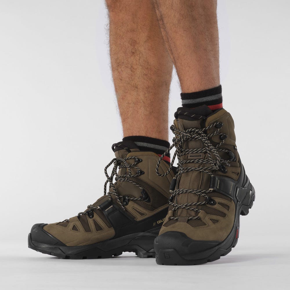 Men's Salomon QUEST 4 GORE-TEX Hiking Boots Black | PLRY-41978
