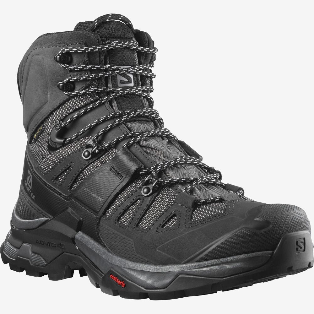 Men's Salomon QUEST 4 GORE-TEX Hiking Boots Grey/Black | PYQF-13298