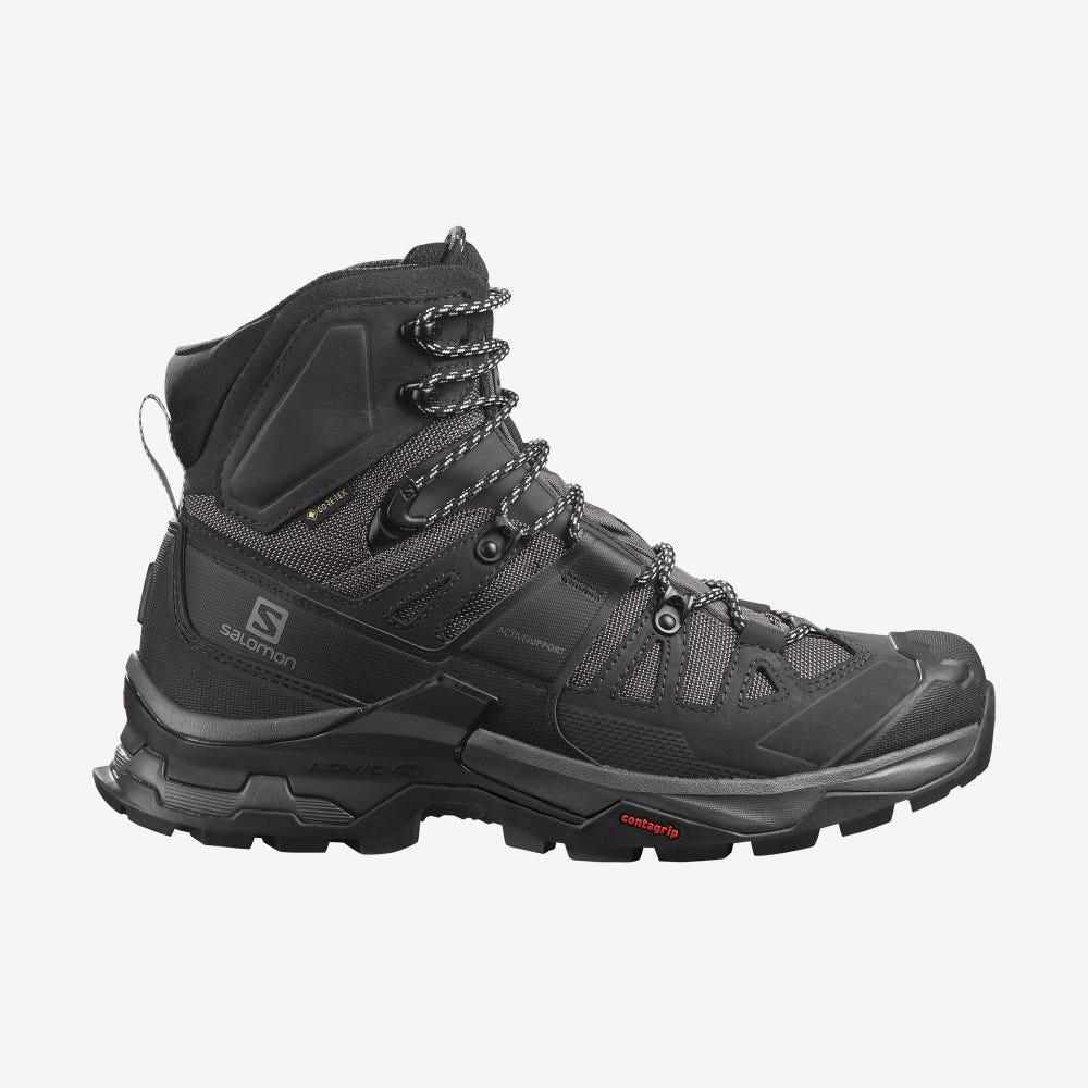 Men\'s Salomon QUEST 4 GORE-TEX Hiking Boots Grey/Black | PYQF-13298