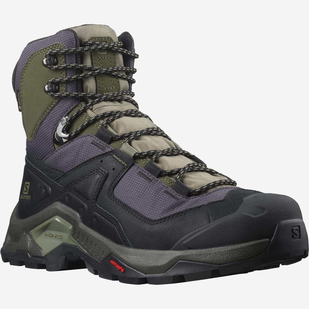 Men's Salomon QUEST ELEMENT GORE-TEX Hiking Boots Black/Deep Green/Olive | HQAS-01523